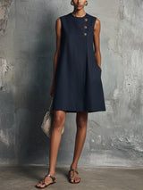 Alba | Gold-Button Mini Dress